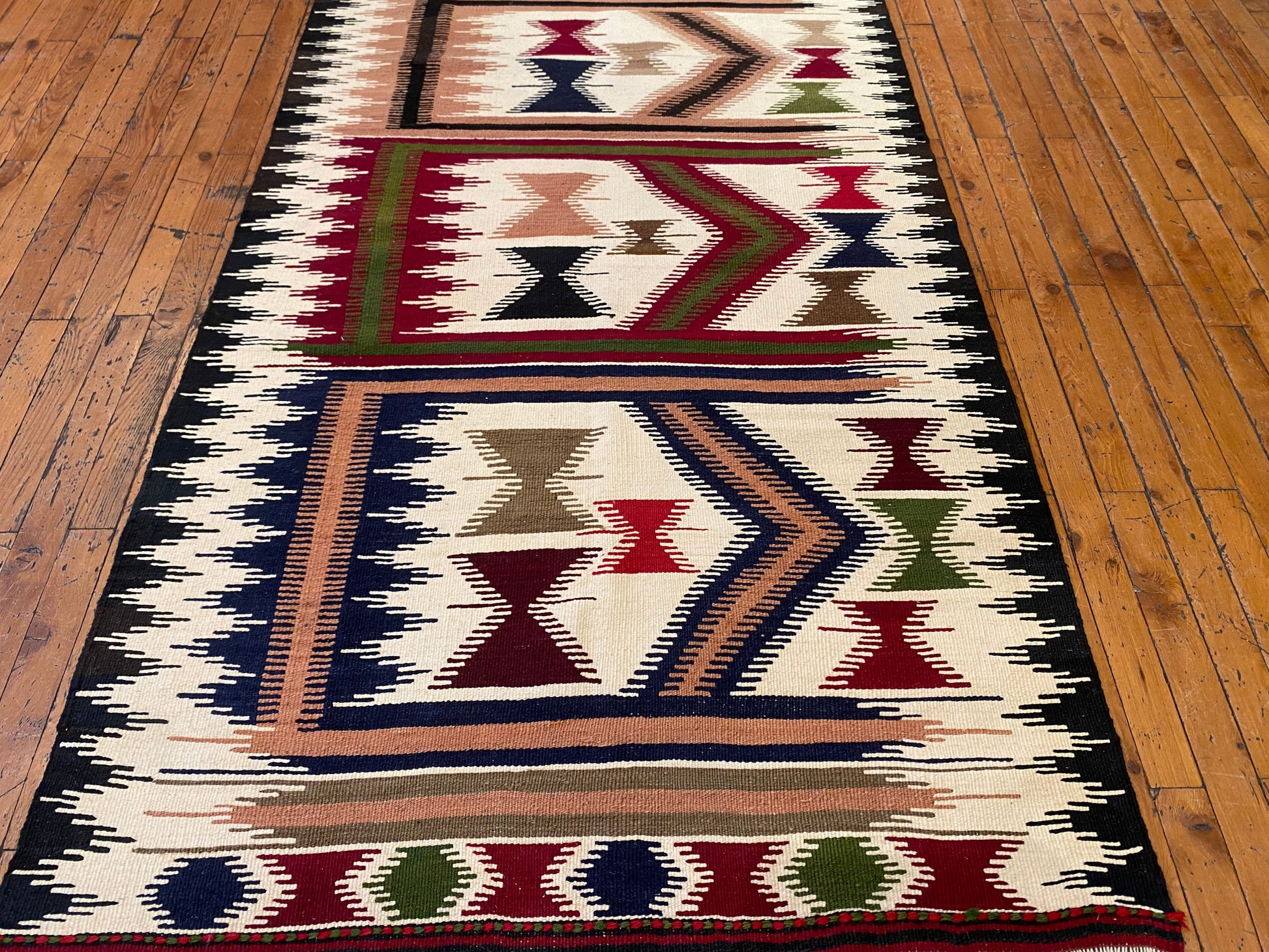 Anatolia Geometric Design Kilim Rug 3x6 ft - Handwoven Turkish Kilim Runner Cappadocia Rug Collection