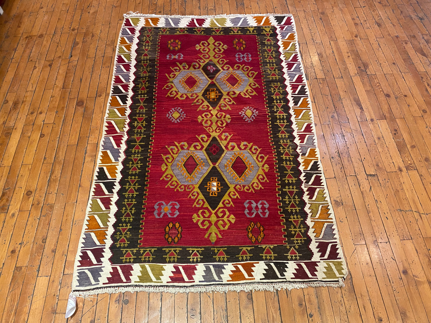 Cappadocia Antique Kilim Rug 4x6 ft - Authentic Turkish Handwoven Vintage Carpet