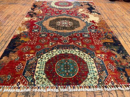 Colorful Geometric Handmade  Rug 4x6 ft (120x180 cm) - Natural Dye Wool Cappadocia Rug Collection