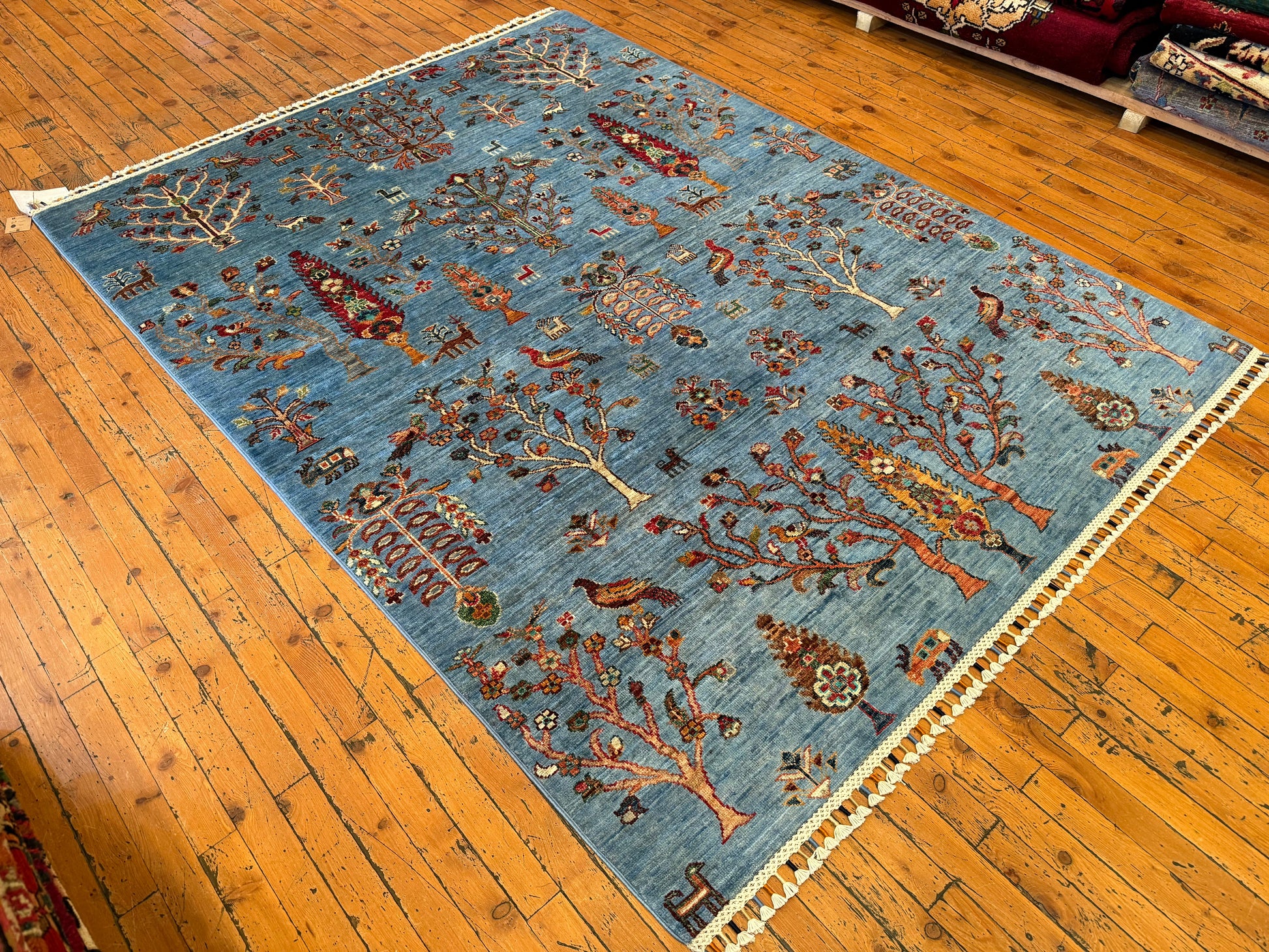 5x7 ft Traditional Tree of Life Handmade Wool Carpet | Authentic Hand Knotted Oriental Rug | Natural Dye Turkish Area Rug Cappadocia Rug Collection