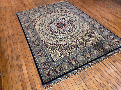 Hand-Knotted Pure Wool Oriental Rug with Geometric Pattern 5”x7”ft