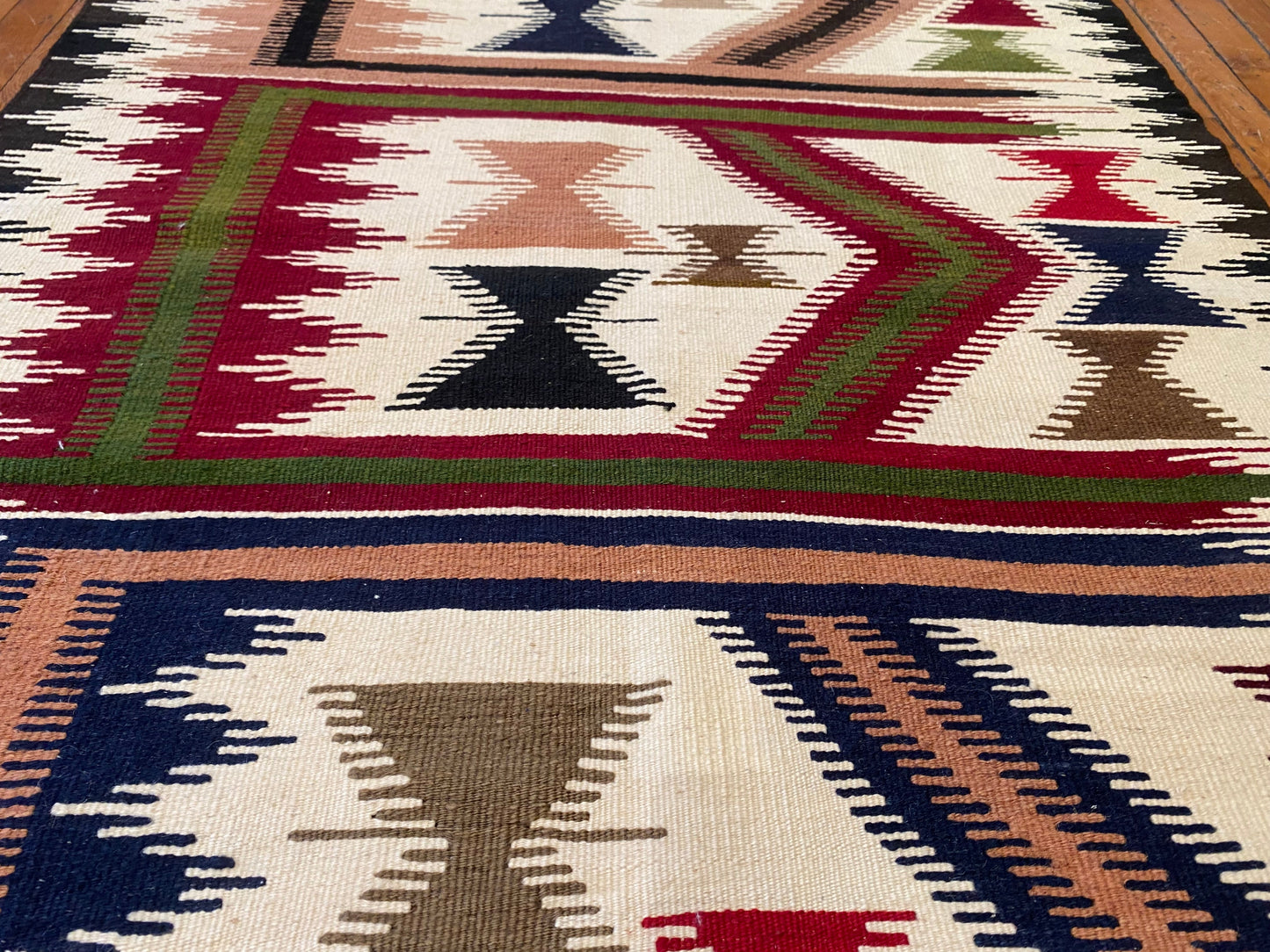 Anatolia Geometric Design Kilim Rug 3x6 ft - Handwoven Turkish Kilim Runner Cappadocia Rug Collection