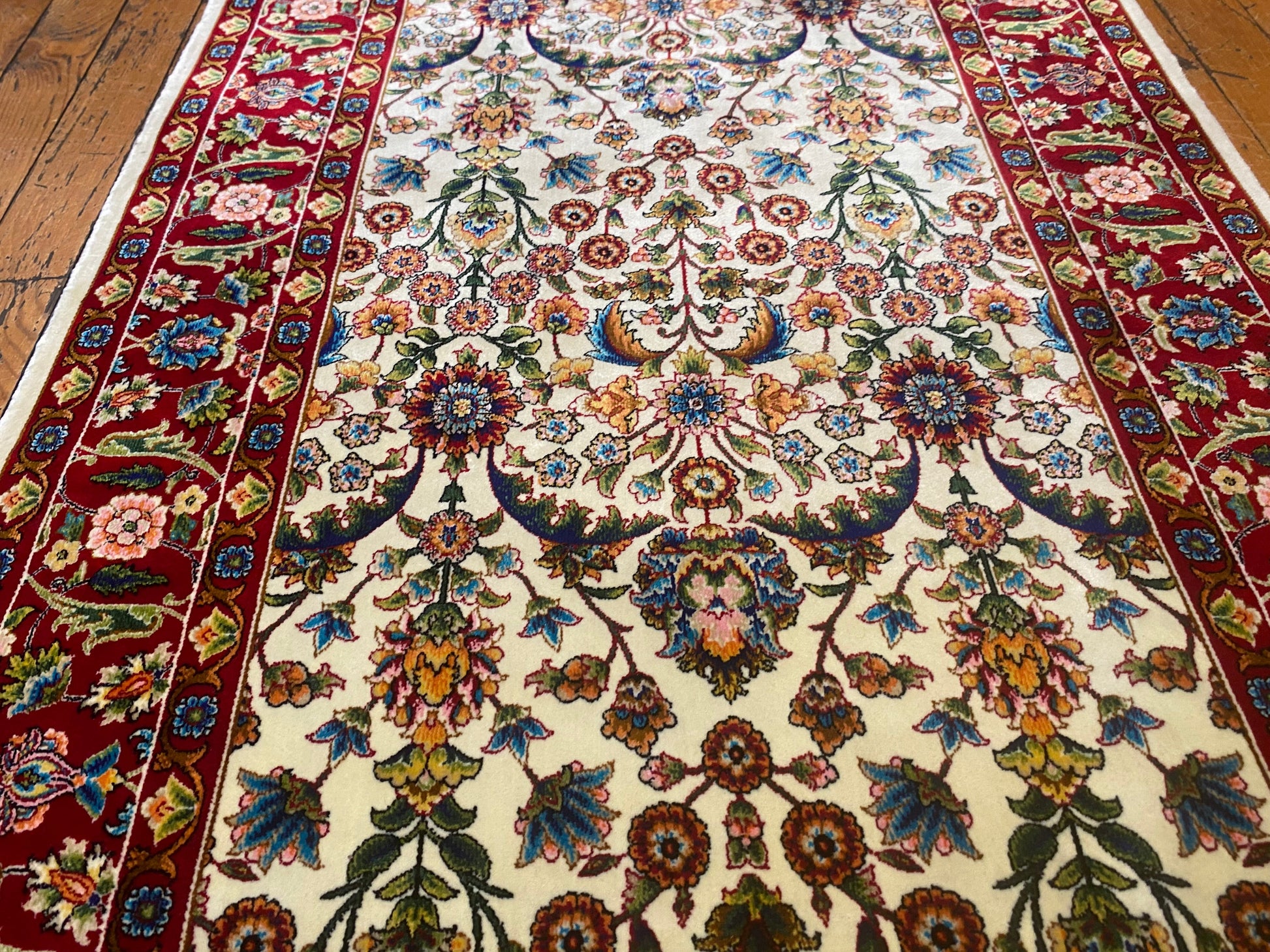 Hereke Silk Runner Rug 2x6 ft - Turkish Hallway Carpet ADN Cappadocia Rug Collection