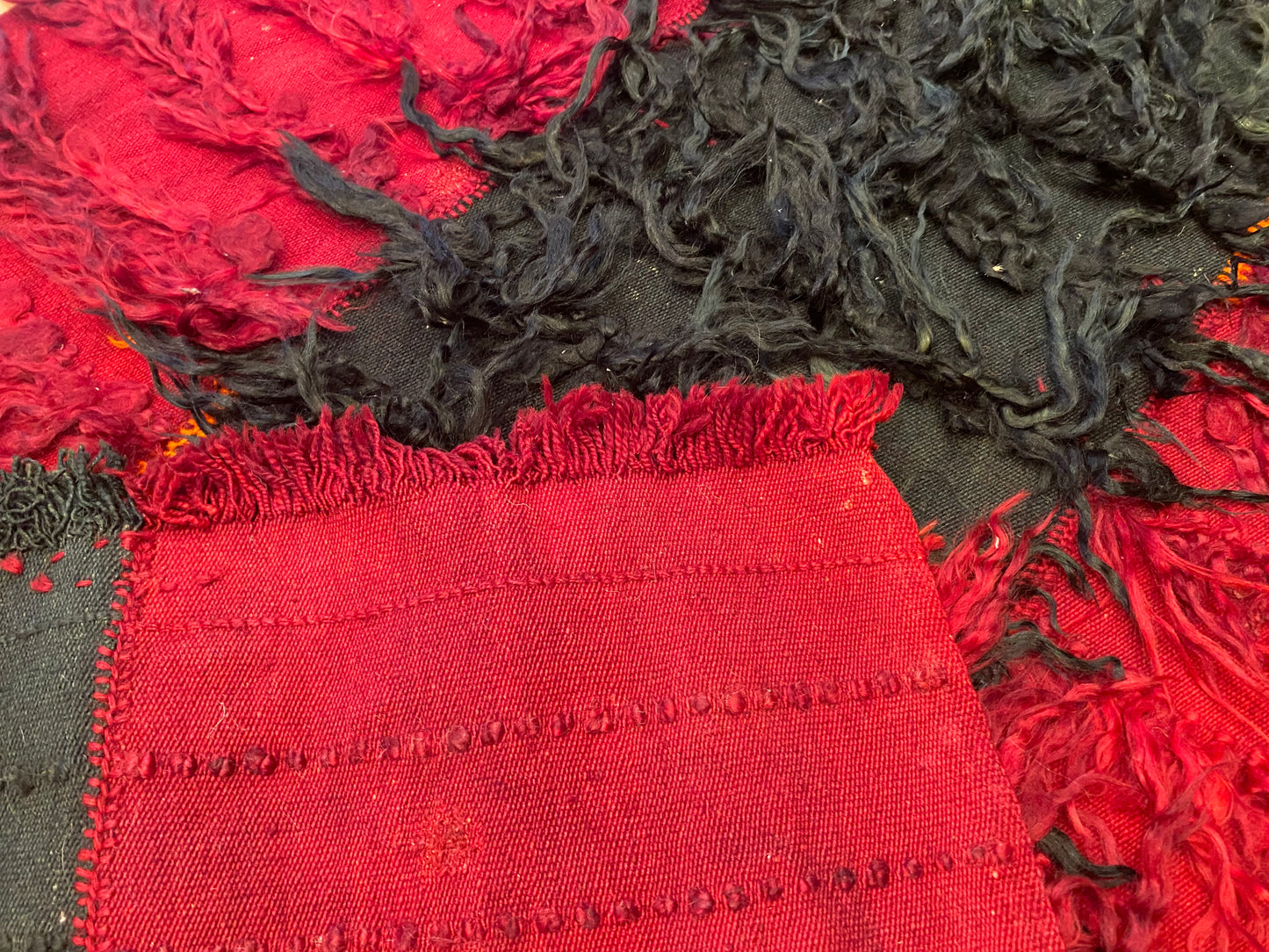 Authentic Turkish Tulu Rug – Handmade Wool Shag Carpet, Anatolian Tribal Design  3''x4'.8''