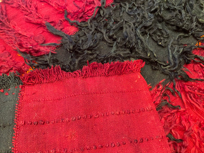 Authentic Turkish Tulu Rug – Handmade Wool Shag Carpet, Anatolian Tribal Design  3''x4'.8''