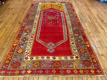 Antique Turkish Anatolian Handmade Rug 4x7 ft | Vintage Carpet Cappadocia Rug Collection