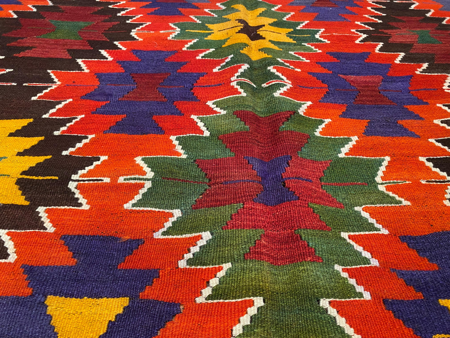 Colorful Geometric Handmade Kilim Rug Cappadocia Rug Collection