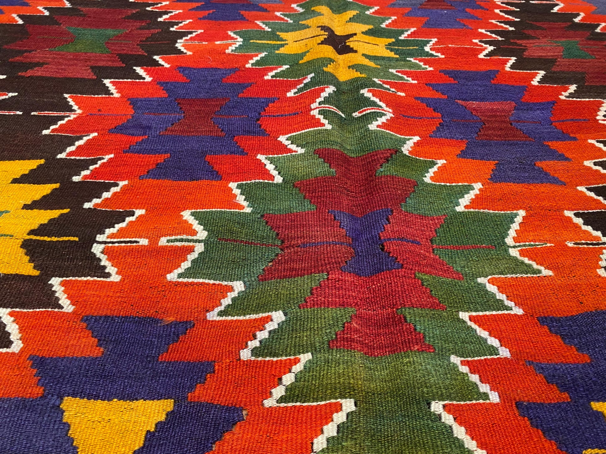 Colorful Geometric Handmade Kilim Rug Cappadocia Rug Collection