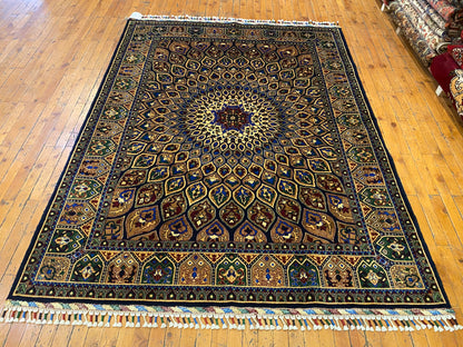 Luxurious Hand-Knotted Wool Oriental Carpet - Geometric Motif 5”x7”