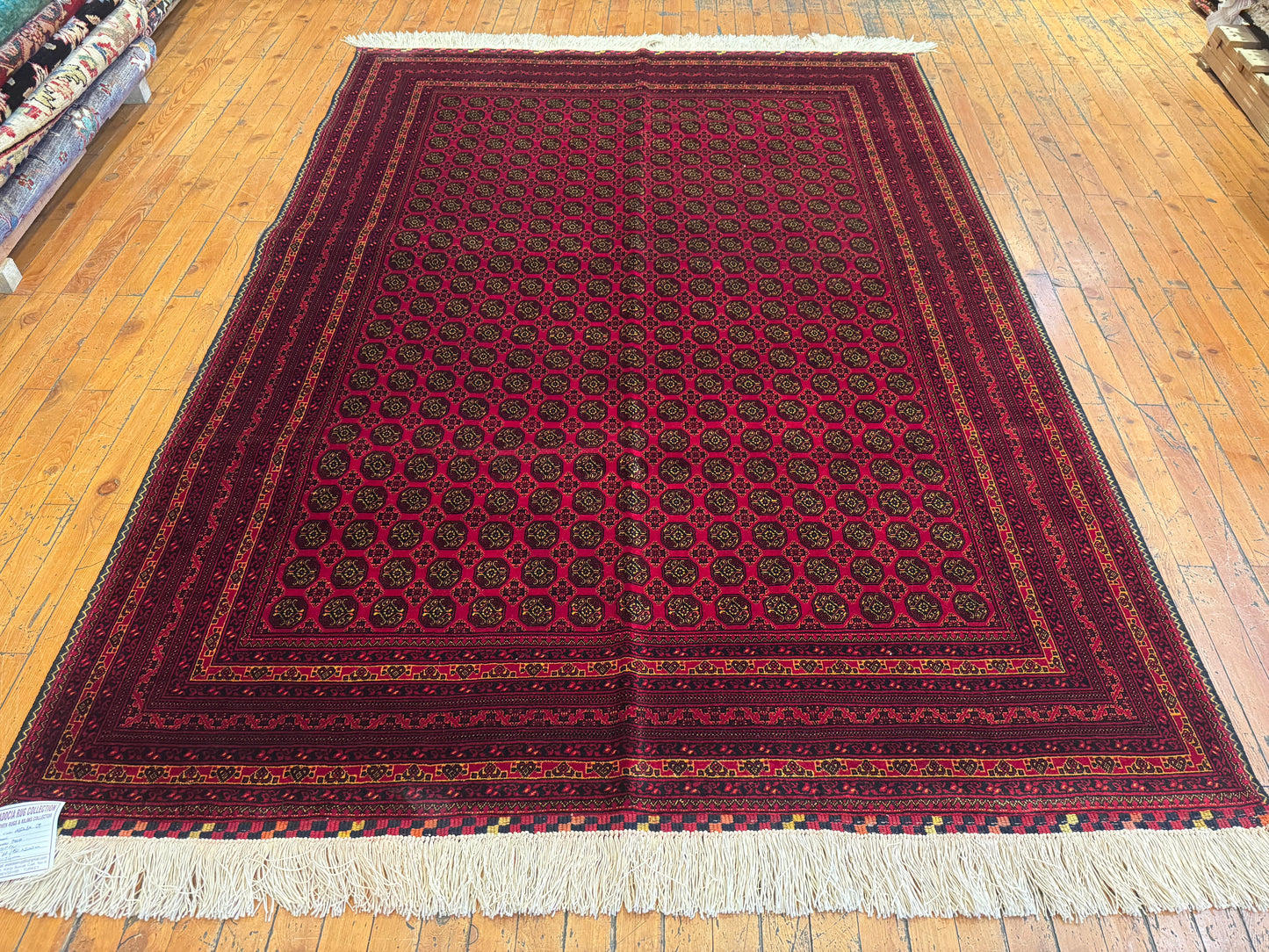 Dark Red Bukhara Natural Handmade Carpet 5x7ft Cappadocia Rug Collection