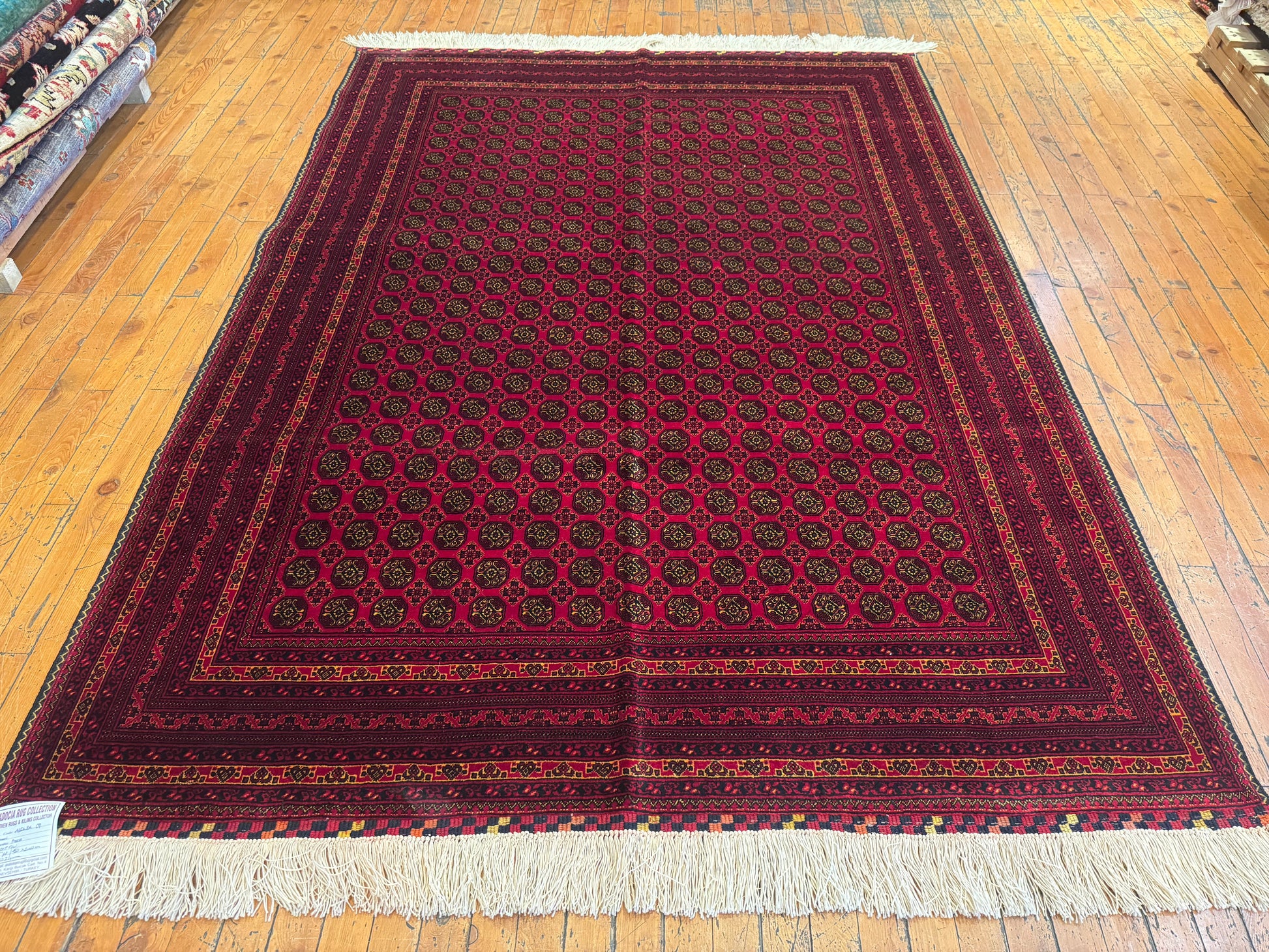 Dark Red Bukhara Natural Handmade Carpet 5x7ft Cappadocia Rug Collection