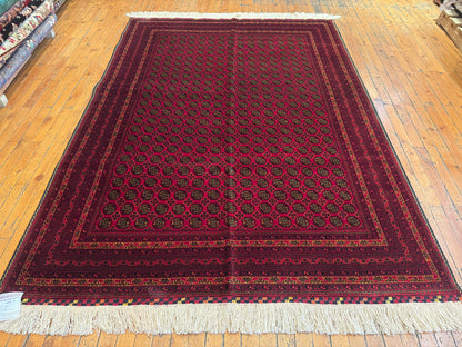 Dark Red Bukhara Natural Handmade Carpet 5x7ft Cappadocia Rug Collection