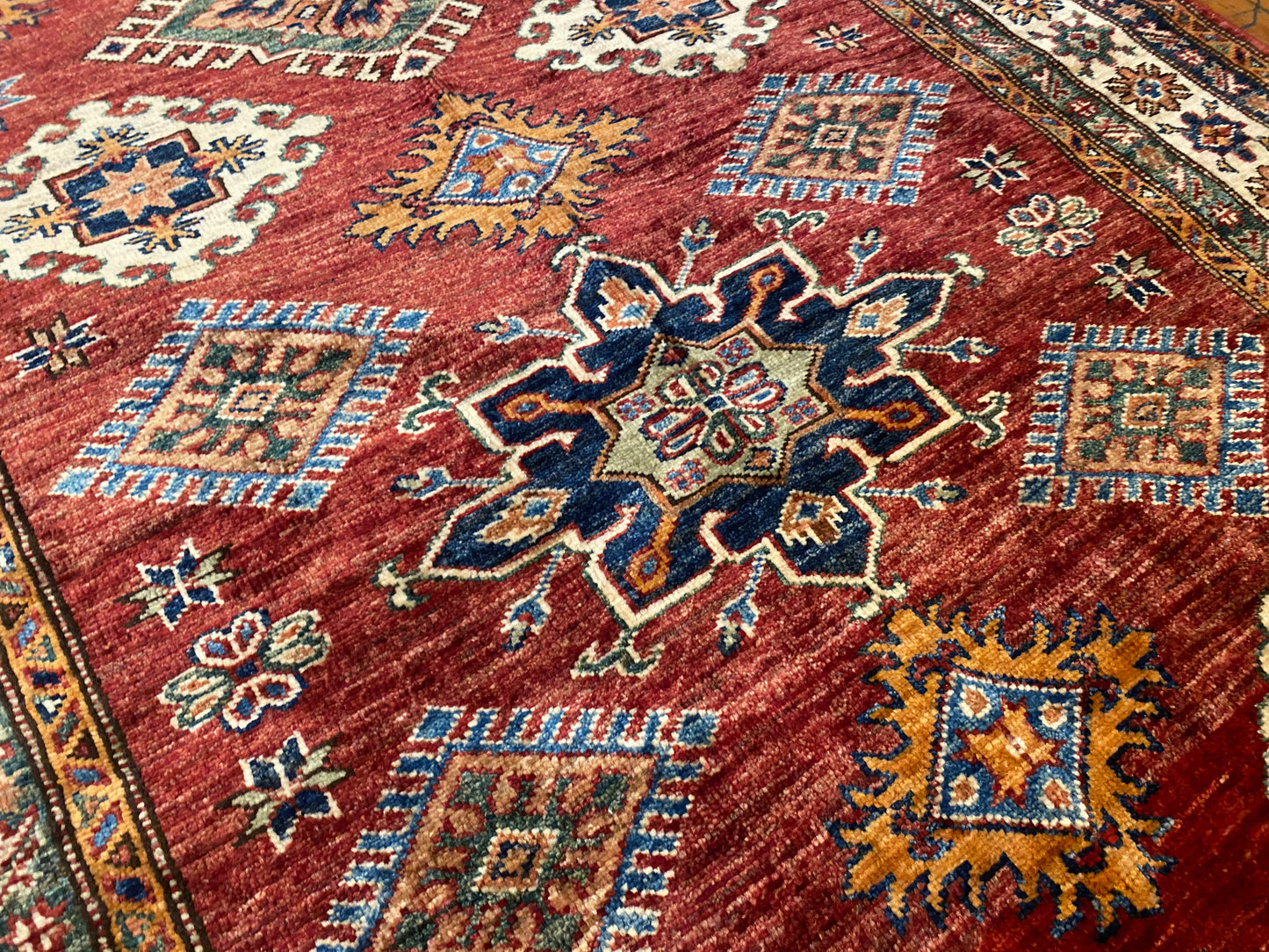 Geometric Design Red Colour Natural Dye Handmade Rug 4”x6”