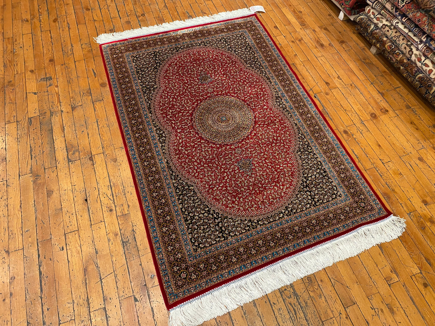 Luxury Turkish Red Silk Rug - Premium Rug 3'2"x4'9" (100x150cm) Cappadocia Rug Collection