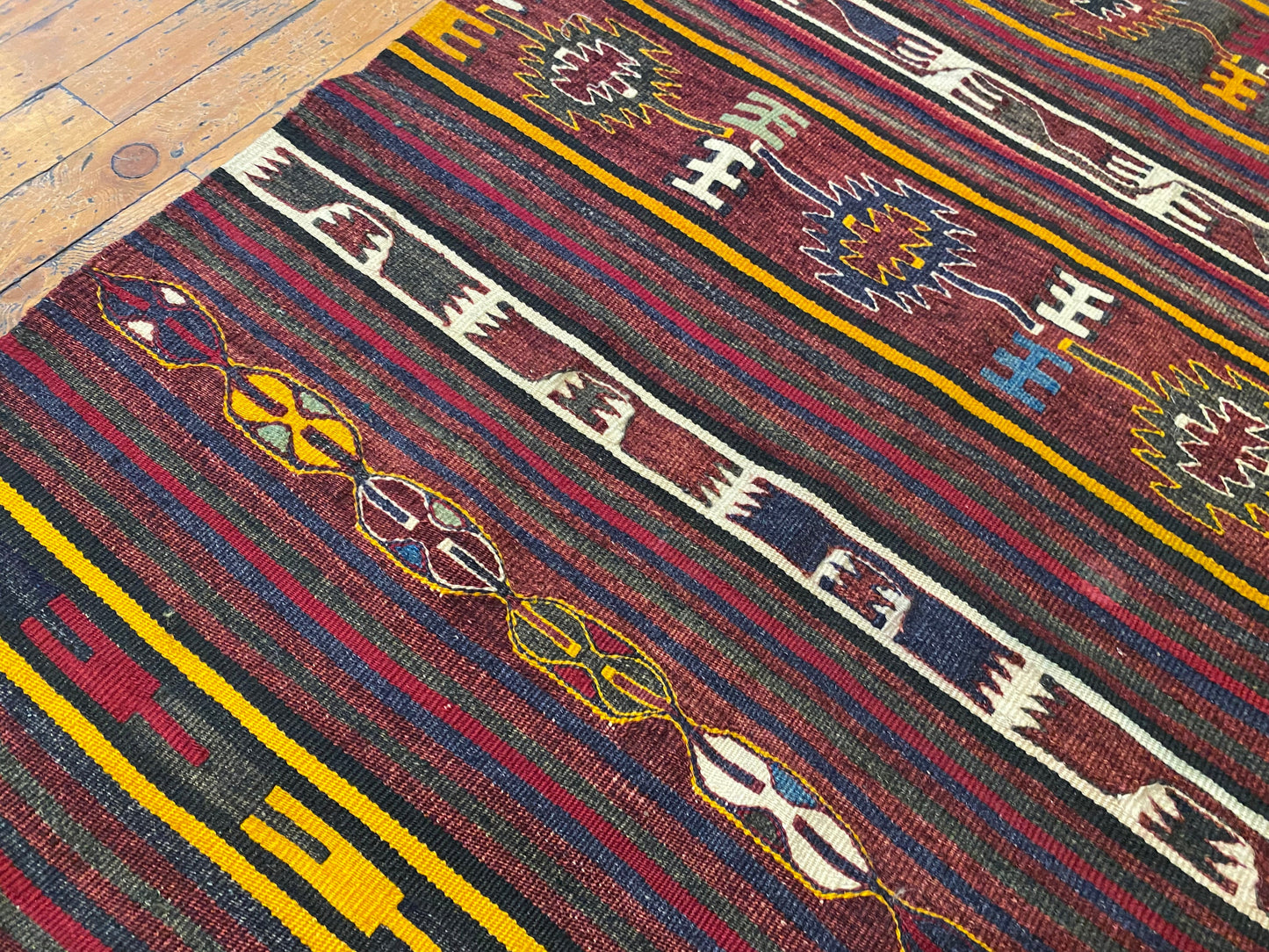 Turkish Wool Kilim Rug 3x4 ft - Handwoven Vintage Flatweave Carpet Cappadocia Rug Collection