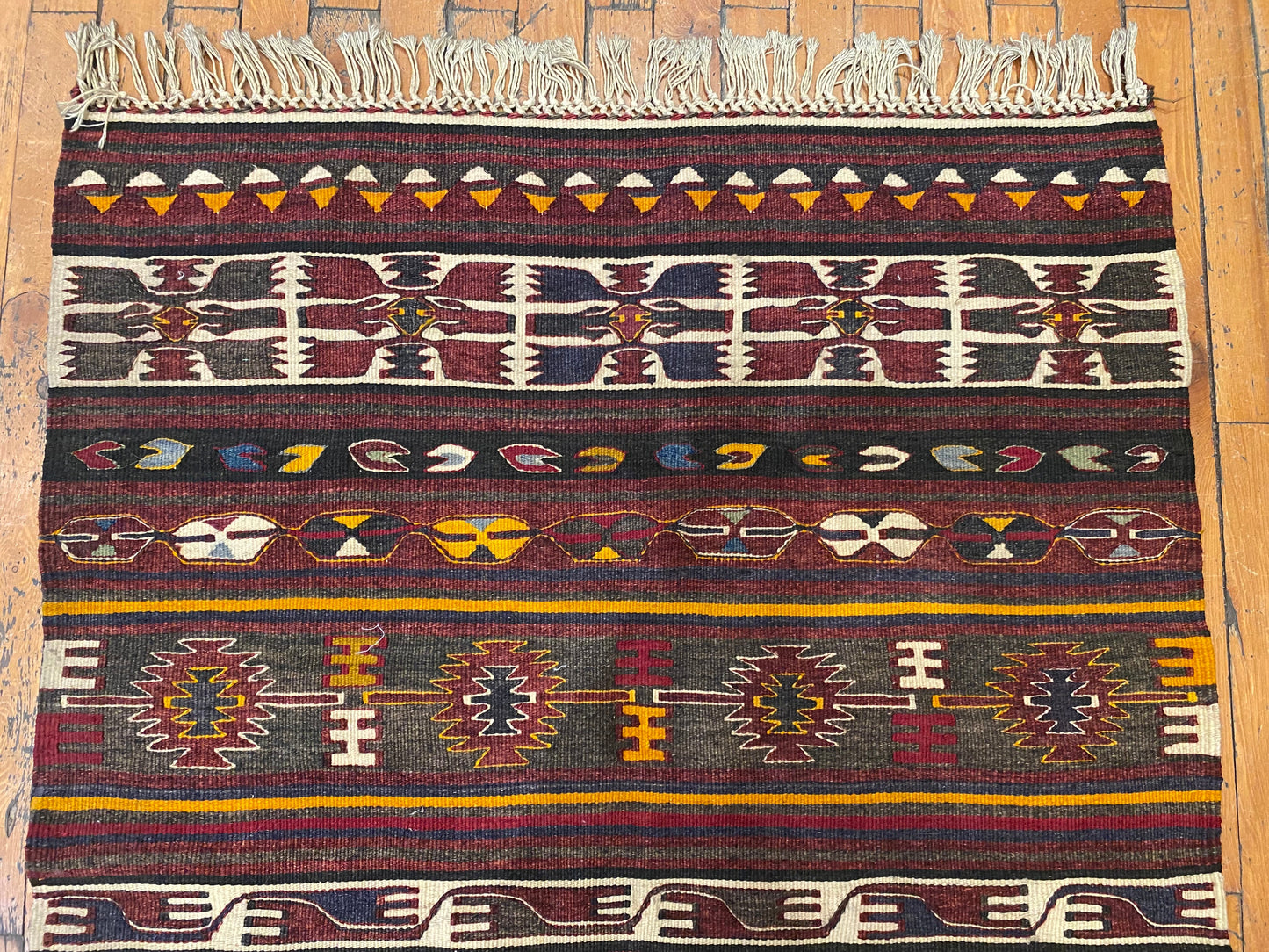 Turkish Wool Kilim Rug 3x4 ft - Handwoven Vintage Flatweave Carpet Cappadocia Rug Collection