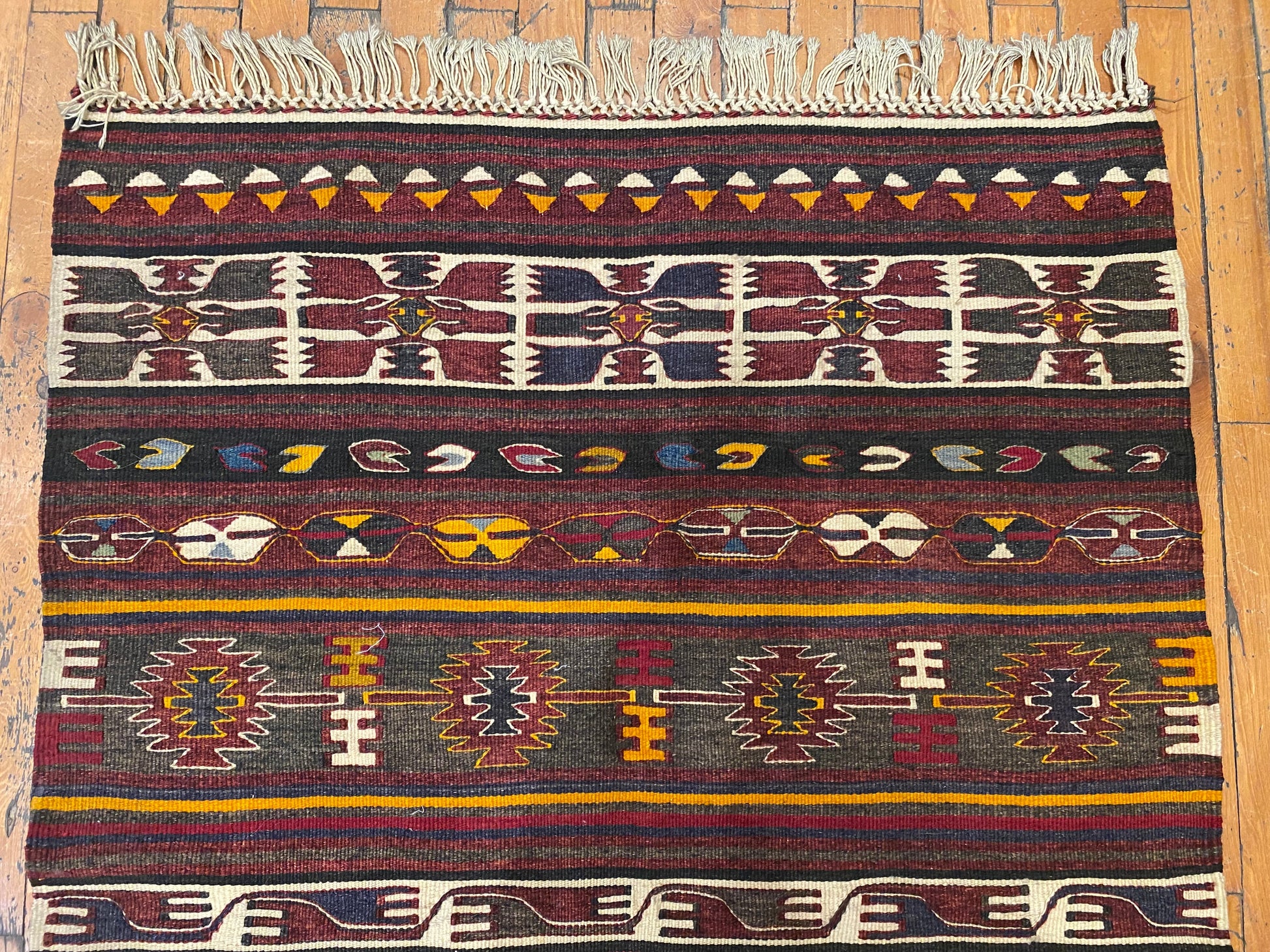 Turkish Wool Kilim Rug 3x4 ft - Handwoven Vintage Flatweave Carpet Cappadocia Rug Collection