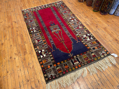 Anatolian Turkish Handmade Rug 4x7 ft - Vintage Wool Carpet Cappadocia Rug Collection