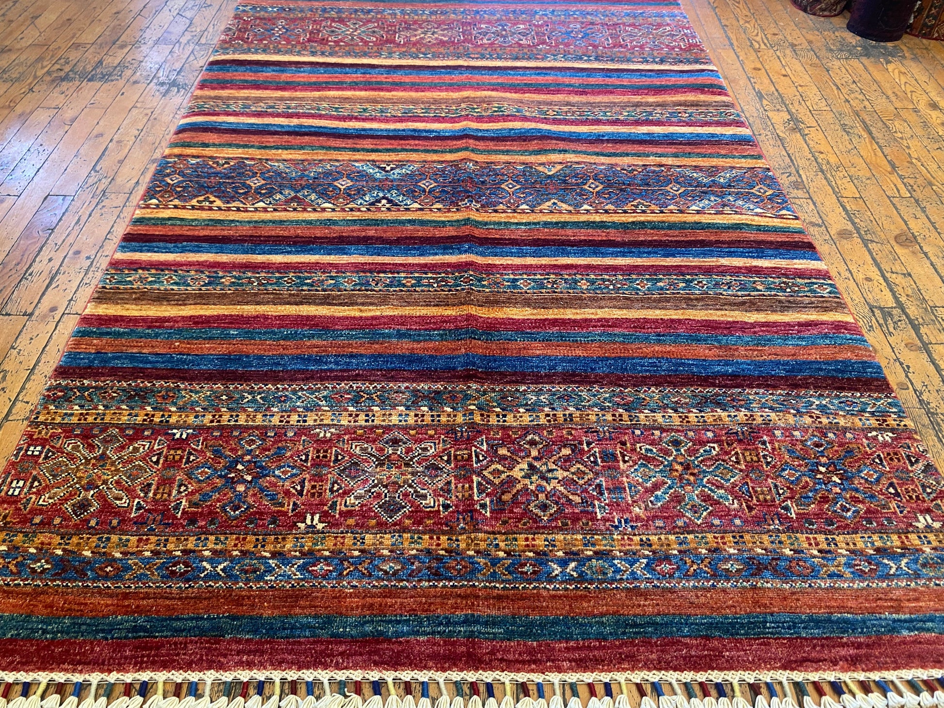 Stripe Pattern Handmade Rug 4x6 - Premium Wool Carpet | Free Shipping Cappadocia Rug Collection