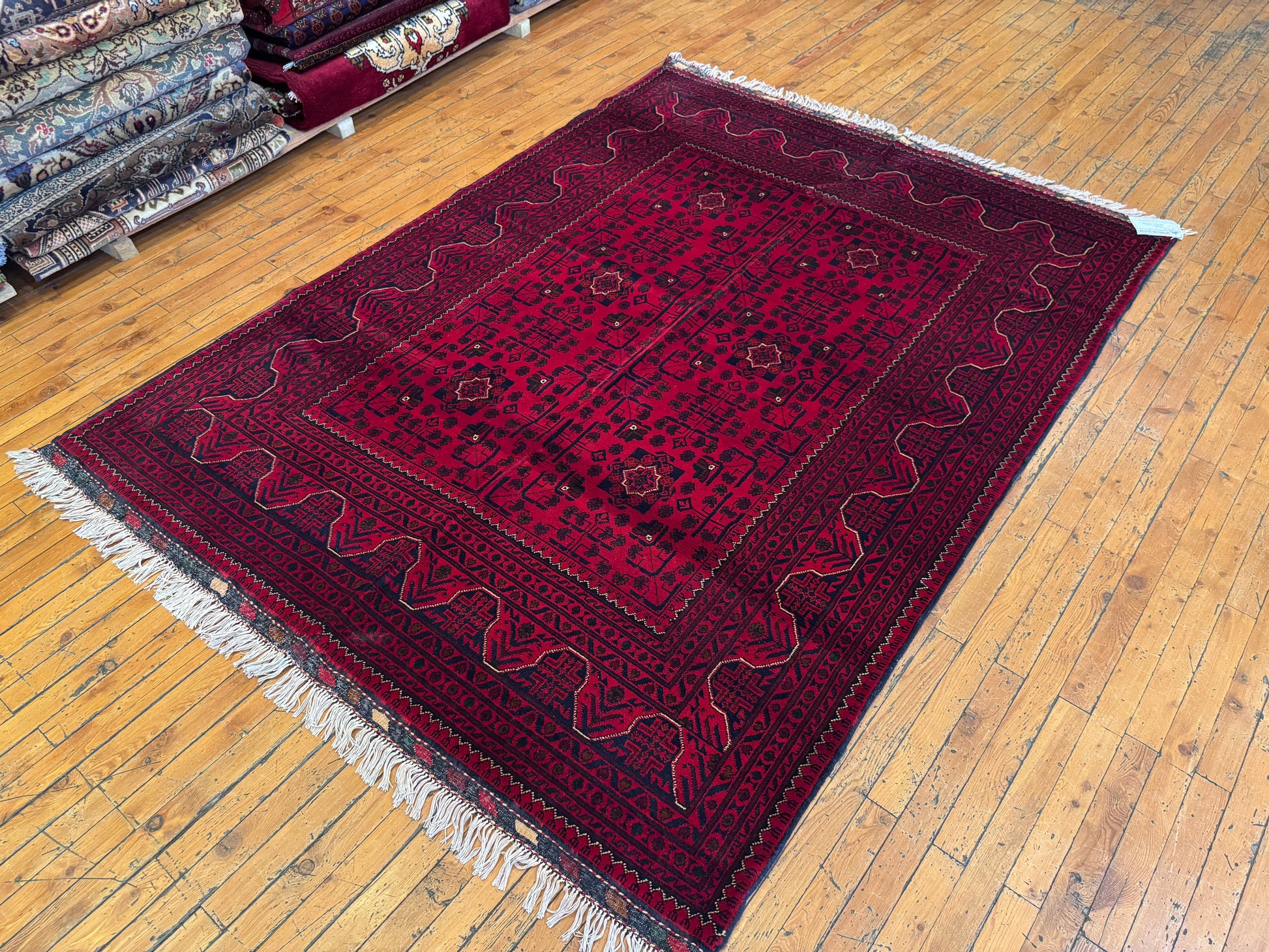 Vintage Burgundy Handmade Rug – Wool, Traditional Motifs 5x7ft Cappadocia Rug Collection
