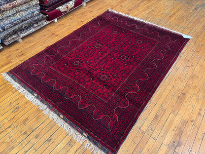 Vintage Burgundy Handmade Rug – Wool, Traditional Motifs 5x7ft Cappadocia Rug Collection