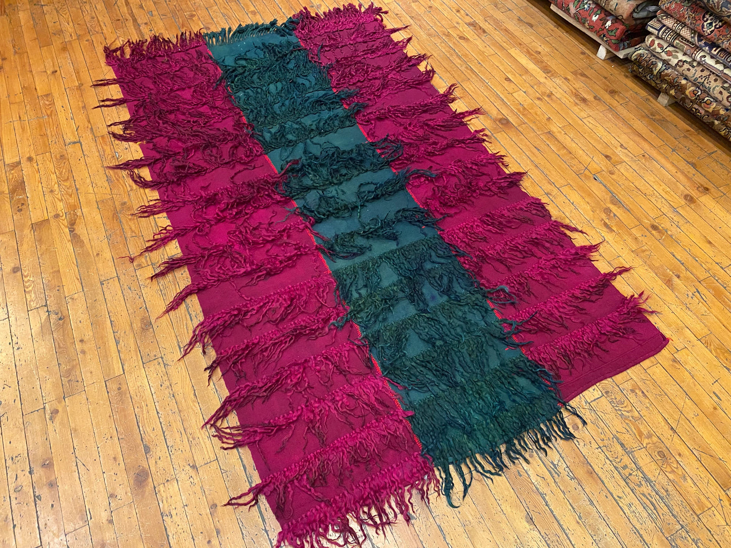 Burgundy Wall Hanging Tulu Kilim Rug | Turkish Handwoven Decor Cappadocia Rug Collection