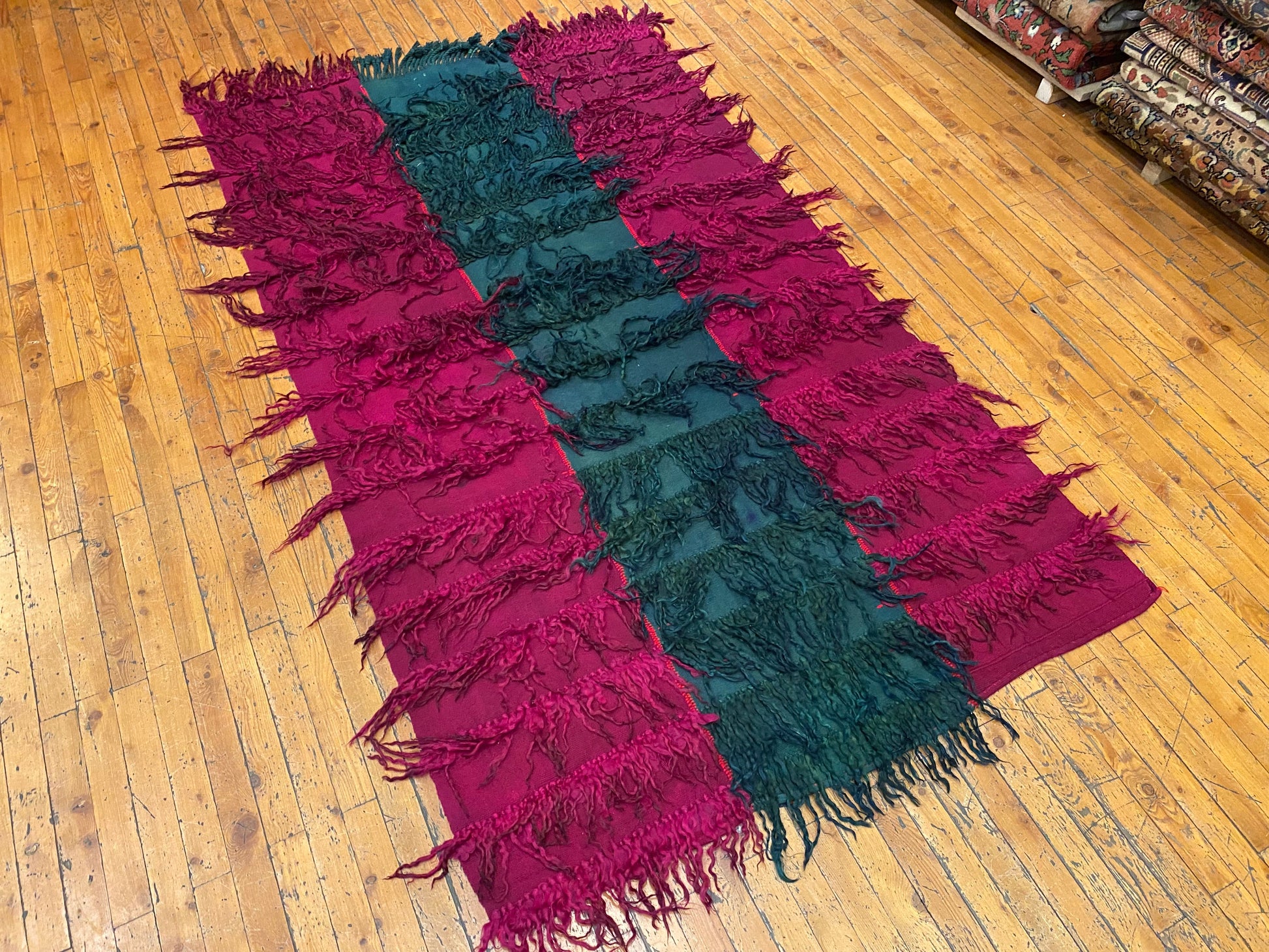 Burgundy Wall Hanging Tulu Kilim Rug | Turkish Handwoven Decor Cappadocia Rug Collection