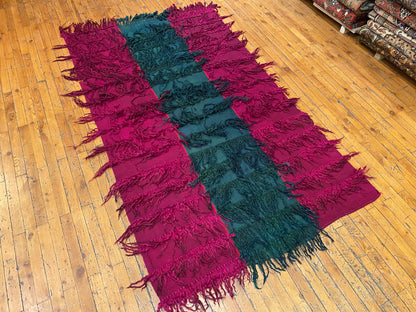 Burgundy Wall Hanging Tulu Kilim Rug | Turkish Handwoven Decor Cappadocia Rug Collection