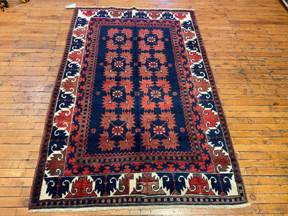 Geometric Handwoven Area Turkish Rug 4x6ft