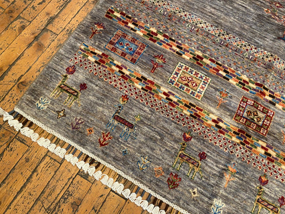 Gabbeh Rug 4x6 ft - Handwoven Wool Tribal Carpet 127x186cm Cappadocia Rug Collection