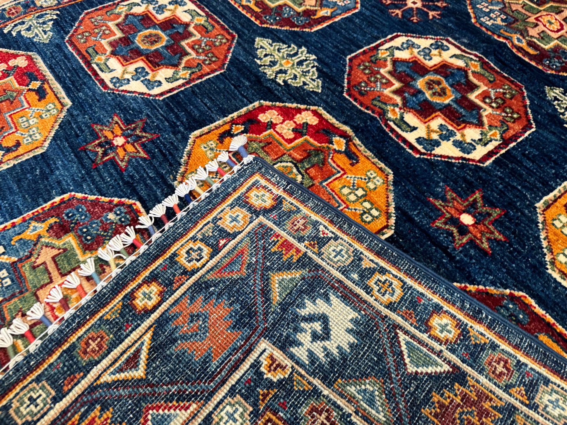 Handwoven Blue Luxury Wool Rug 5x7ft – Geometric Design for Traditional & Modern Decor Cappadocia Rug Collection