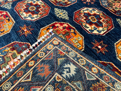 Handwoven Blue Luxury Wool Rug 5x7ft – Geometric Design for Traditional & Modern Decor Cappadocia Rug Collection