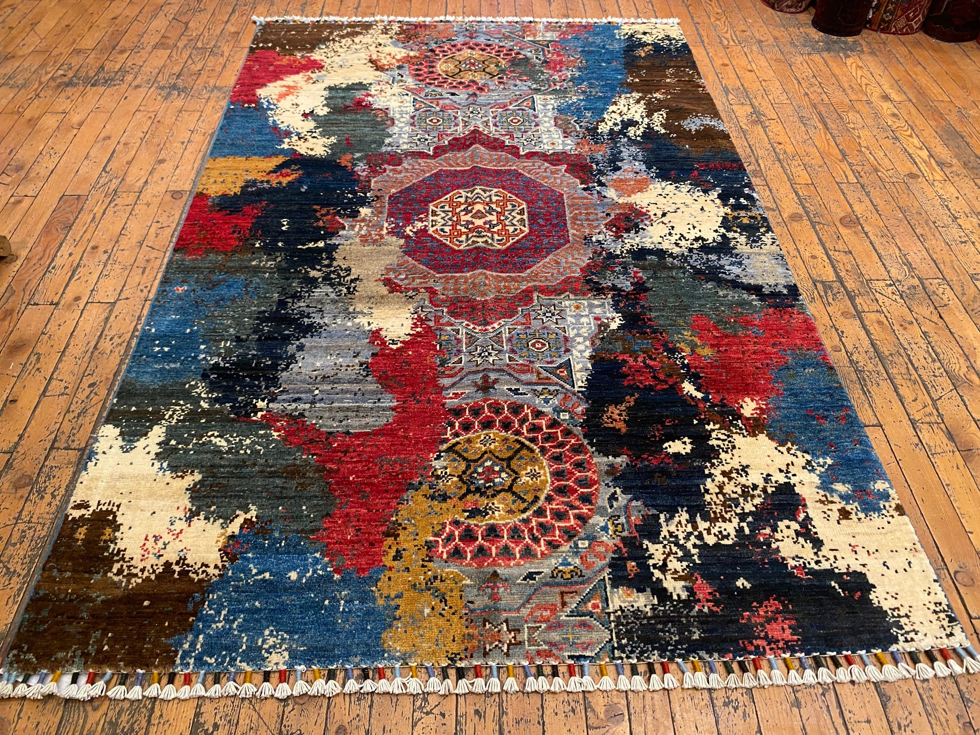 Unique Colorful Handmade Rug 4x6 ft | Extra-Ordinary Designer Carpet Cappadocia Rug Collection