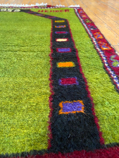 Green Anatolian Handmade Rug Cappadocia Rug Collection