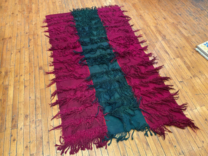 Burgundy Wall Hanging Tulu Kilim Rug | Turkish Handwoven Decor Cappadocia Rug Collection