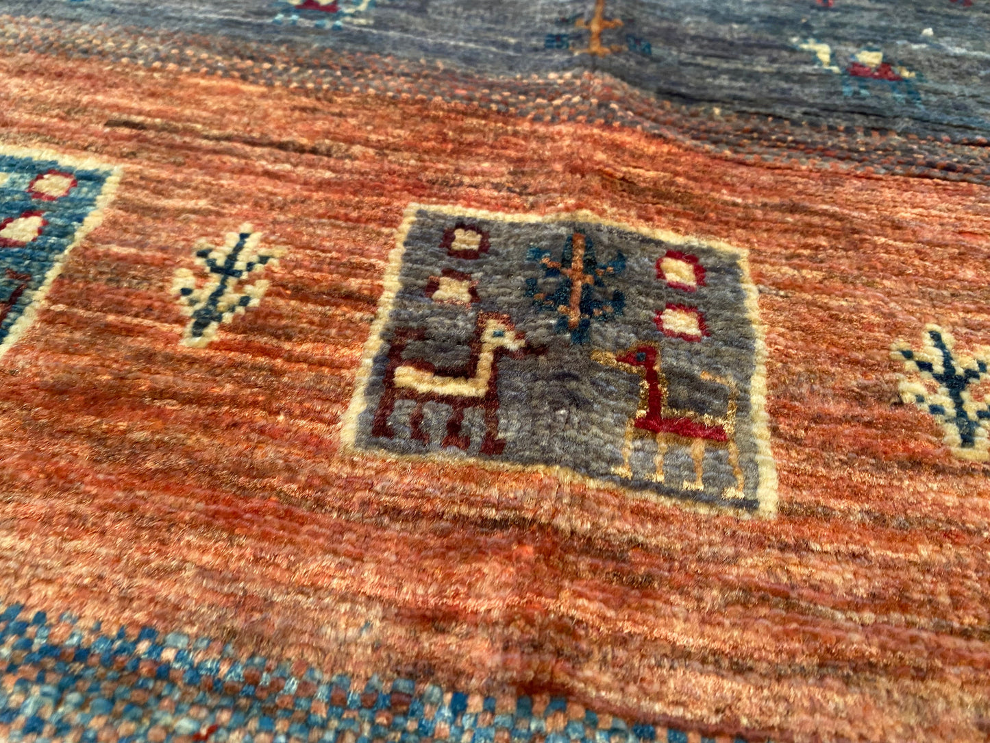 Turquoise Gabbeh Rug 4x6 ft | Handwoven Wool Carpet | Premium Home Decor Cappadocia Rug Collection