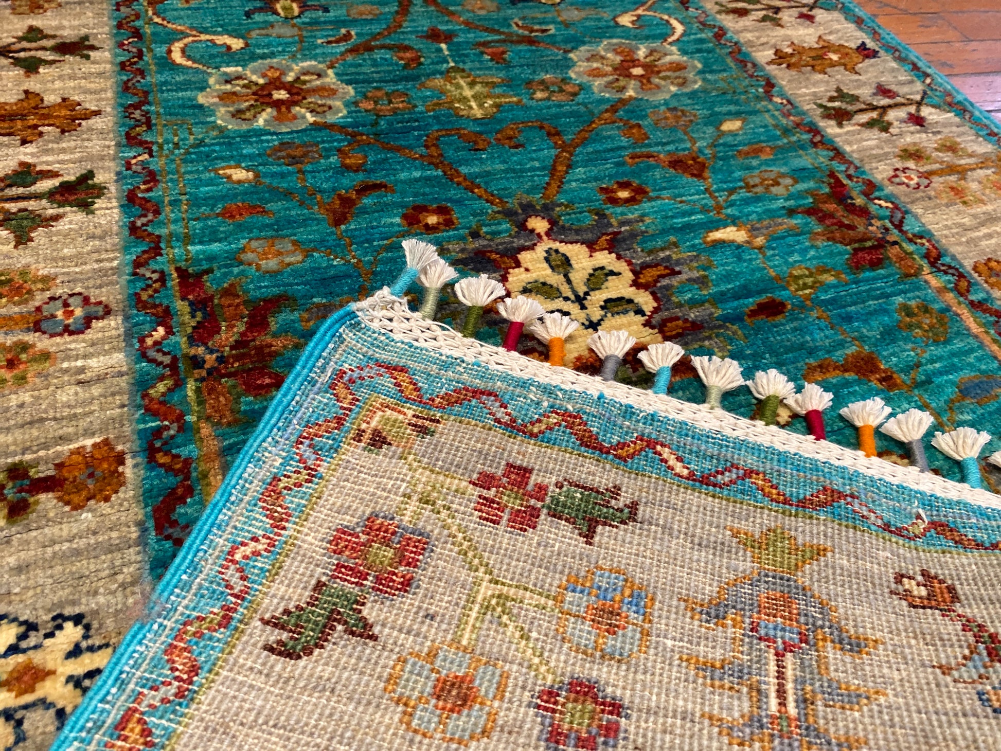 Turquoise Hallway Runner Rug 3”x7” Cappadocia Rug Collection