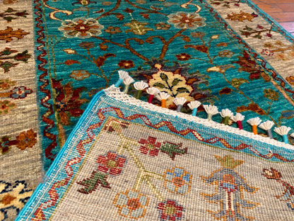 Turquoise Hallway Runner Rug 3”x7” Cappadocia Rug Collection
