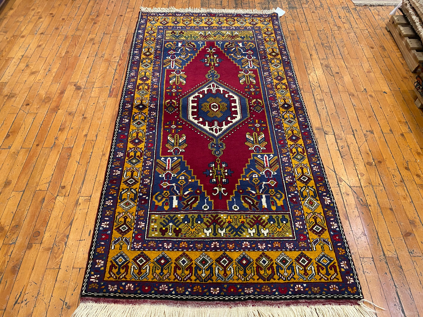 Handmade Anatolian Rug – Authentic Turkish Wool Carpet with Tribal & Geometric Design – Vintage Boho Area Rug 3x7ft