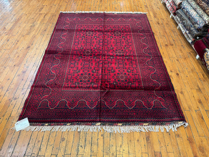 Vintage Burgundy Handmade Rug – Wool, Traditional Motifs 5x7ft Cappadocia Rug Collection