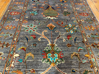 Gray Floral Handmade Rug 3x5ft 90x145cm - Premium Area Rug Cappadocia Rug Collection