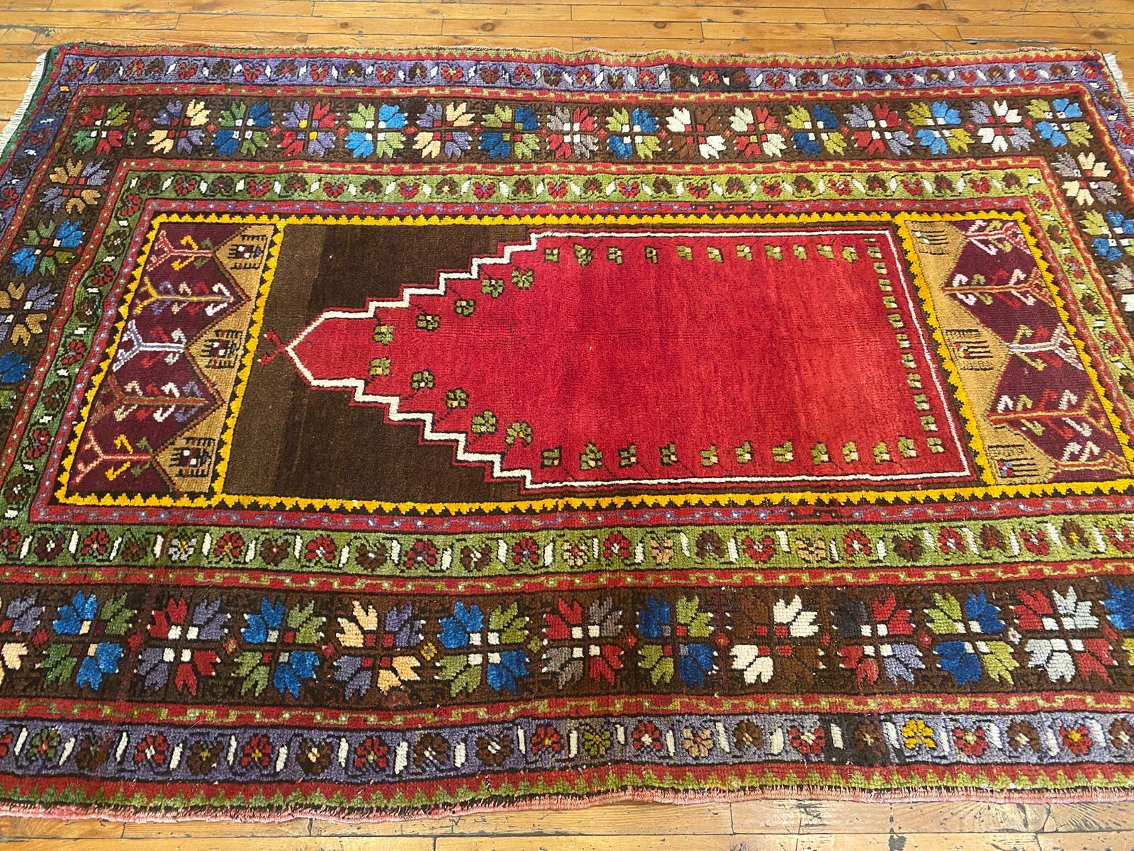 Anatolian Natural Dye Perfect Condition Area Antique Rug Cappadocia Rug Collection