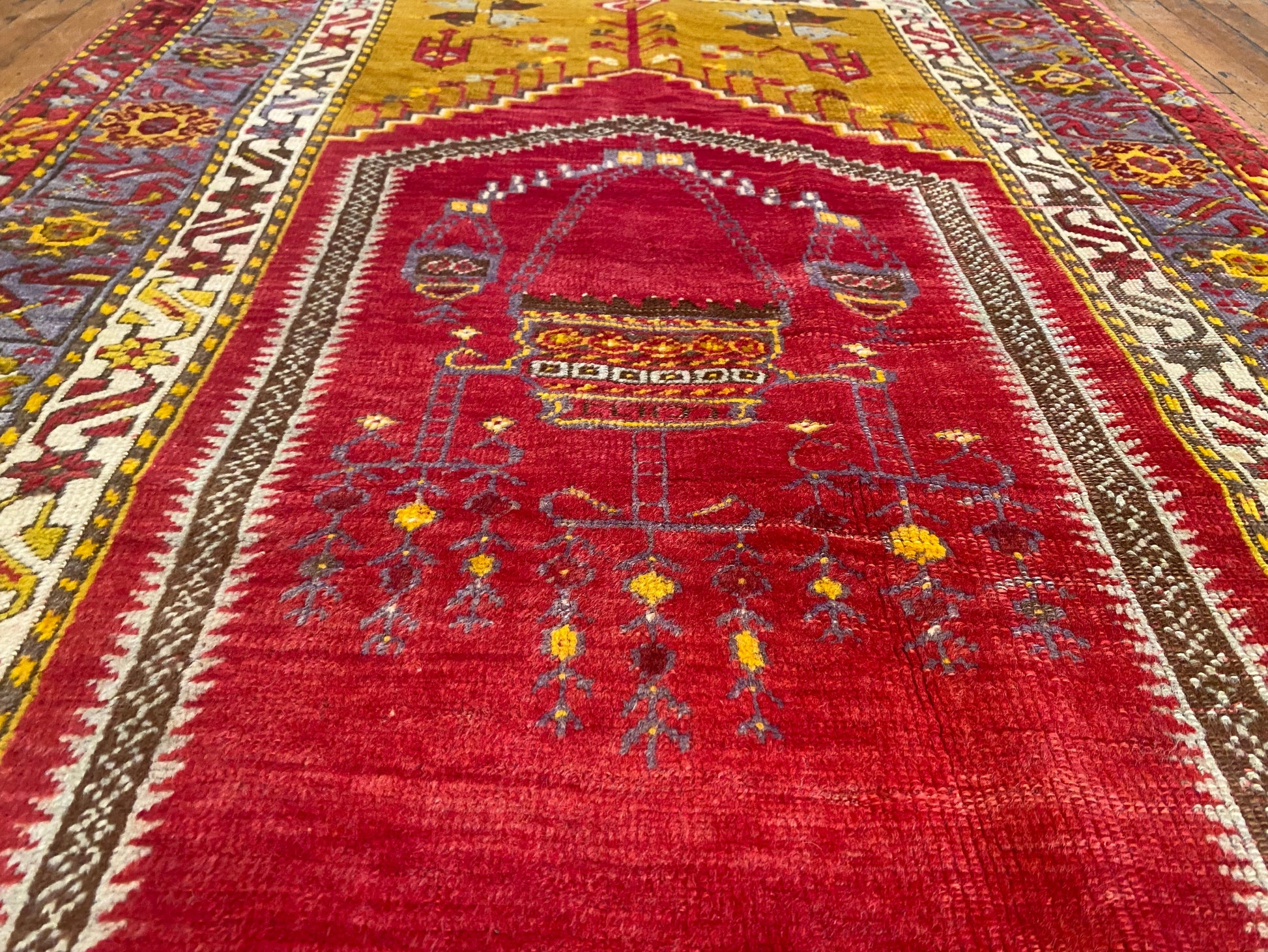 Antique Turkish Anatolian Handmade Rug 4x7 ft | Vintage Carpet Cappadocia Rug Collection