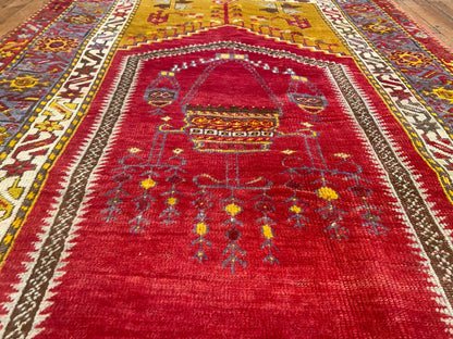 Antique Turkish Anatolian Handmade Rug 4x7 ft | Vintage Carpet Cappadocia Rug Collection