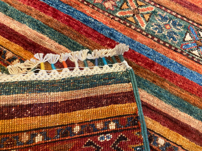 Handwoven Tribal Runner Rug – Vintage Anatolian Carpet with Geometric Motifs 2x7ft