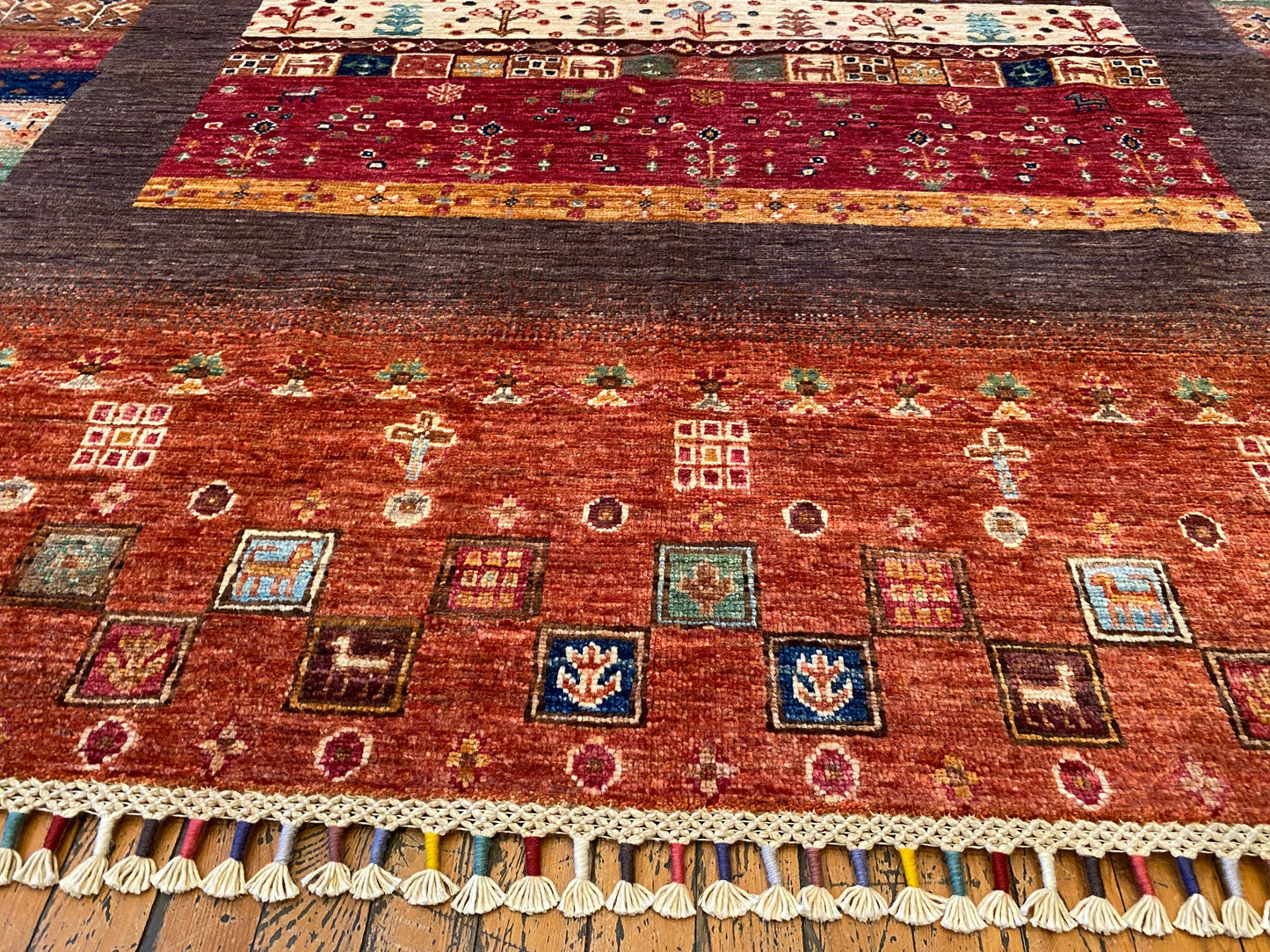 Tribal Gabbeh Handmade Wool Rug 5x7 ft Cappadocia Rug Collection