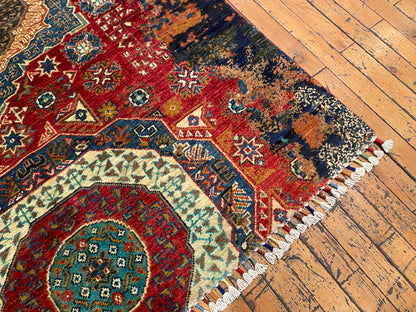 Colorful Geometric Handmade  Rug 4x6 ft (120x180 cm) - Natural Dye Wool Cappadocia Rug Collection
