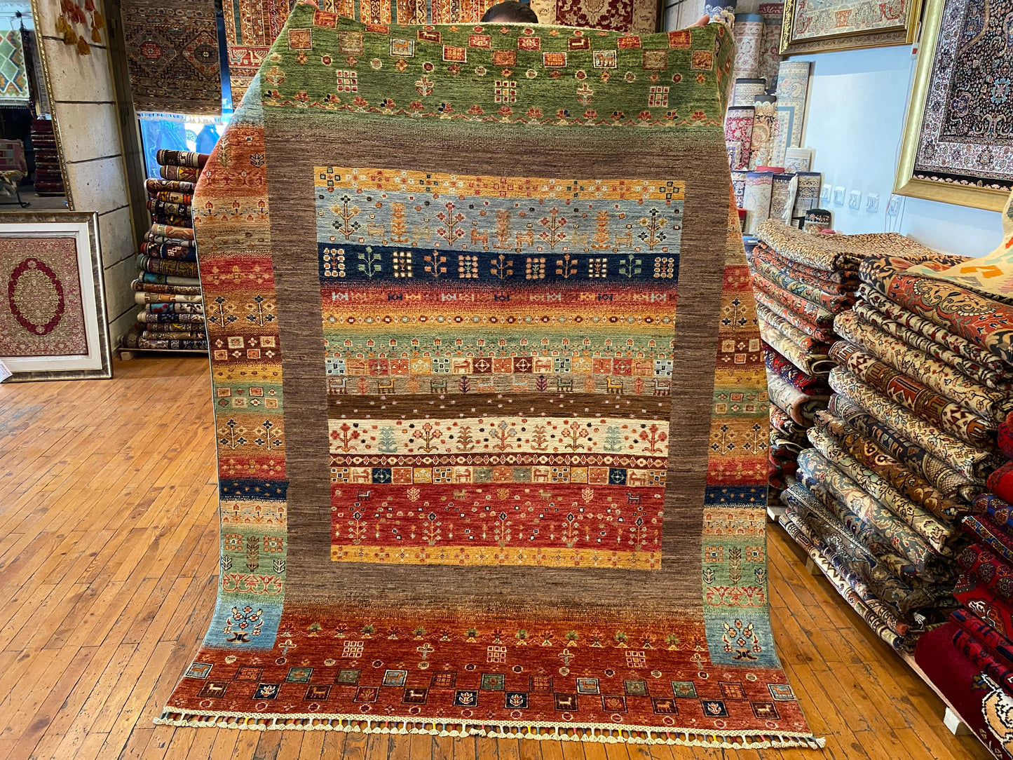 Tribal Gabbeh Handmade Wool Rug 5x7 ft Cappadocia Rug Collection