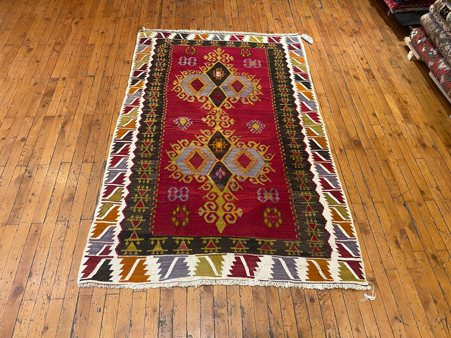Cappadocia Antique Kilim Rug 4x6 ft - Authentic Turkish Handwoven Vintage Carpet