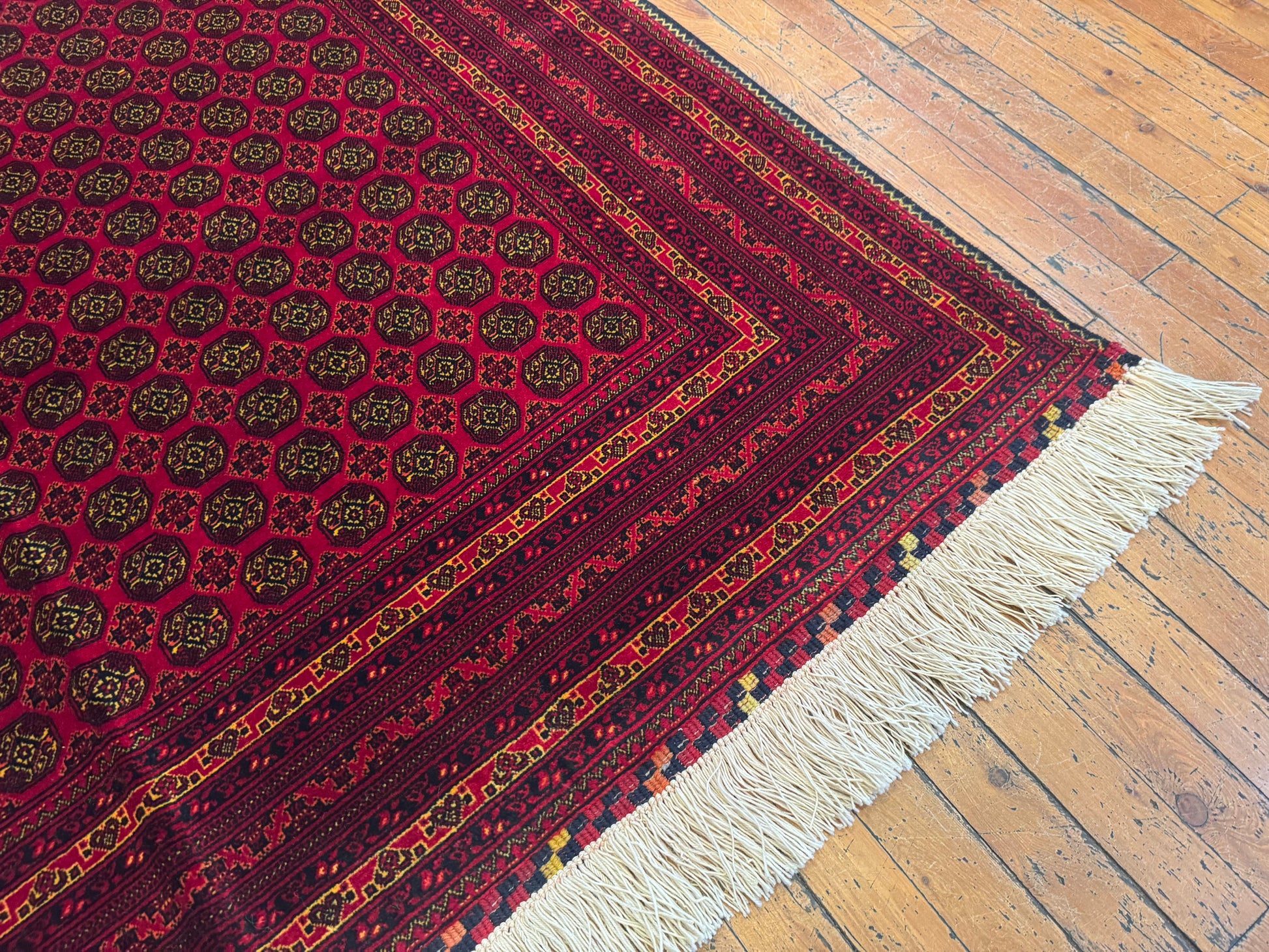 Dark Red Bukhara Natural Handmade Carpet 5x7ft Cappadocia Rug Collection